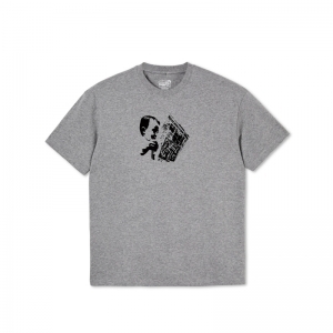 NEWSPAPER TEE HEATHER GREY