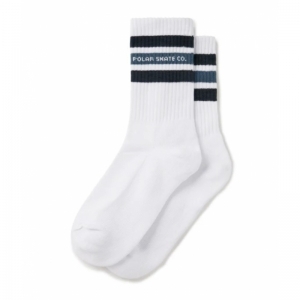 RIB SOCKS FAT STRIPE WHITE/BLUE 